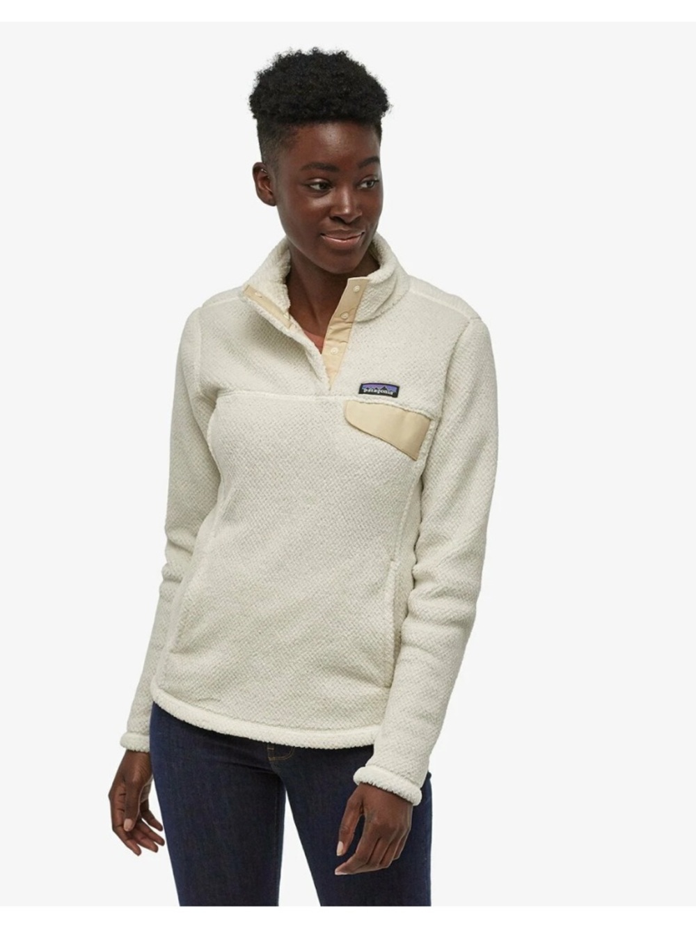 Patagonia Re Tool Snap T Fleece Pullover Womens Raw Linen White X Dye Size Small